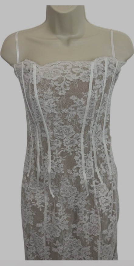 knee length dresses for ladies The Katherine Dress in White Chantilly Lace 0 / White Chantilly Lace main image 0