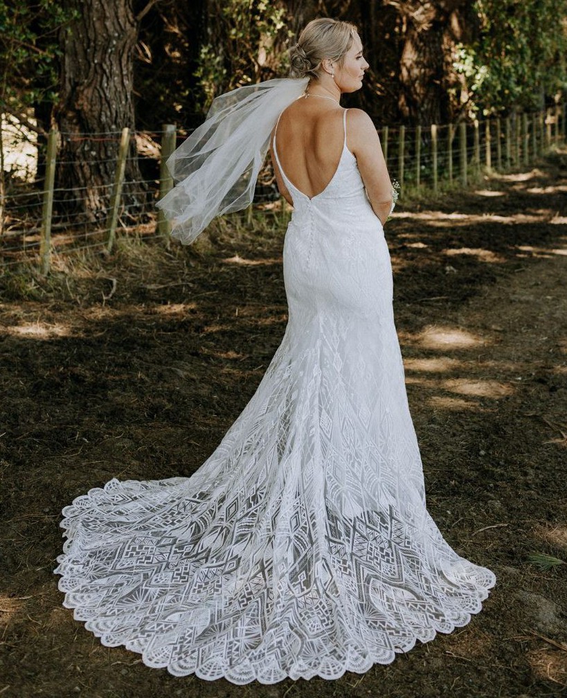 Stella York Low Back Slip Wedding Dress White Satin Satin Wedding