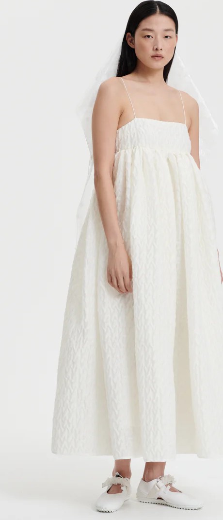 Cecilie Bahnsen, BETH | DRESS LINEN PLISSÉ WHITE BRIDAL New