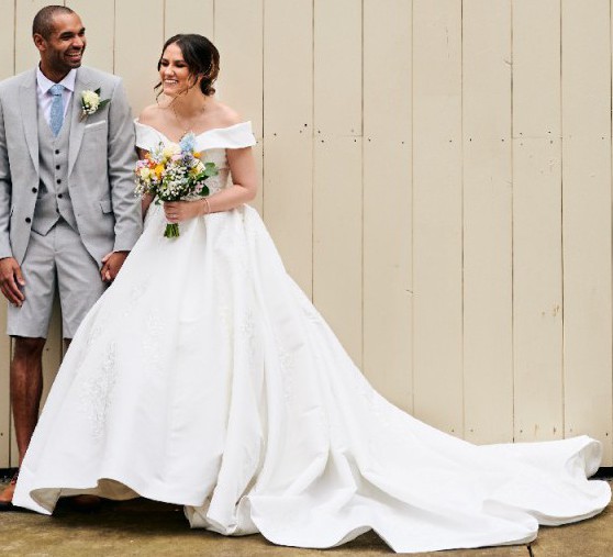 justin alexander off the shoulder dress SEXTON: Charmeuse A-Line Gown with Dramatic Off-The- Shoulder Neckline