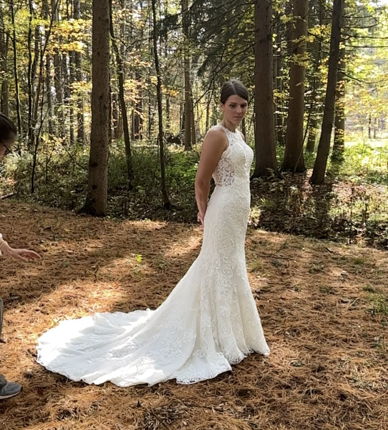 Feminine Sheer Lace Wedding Gown