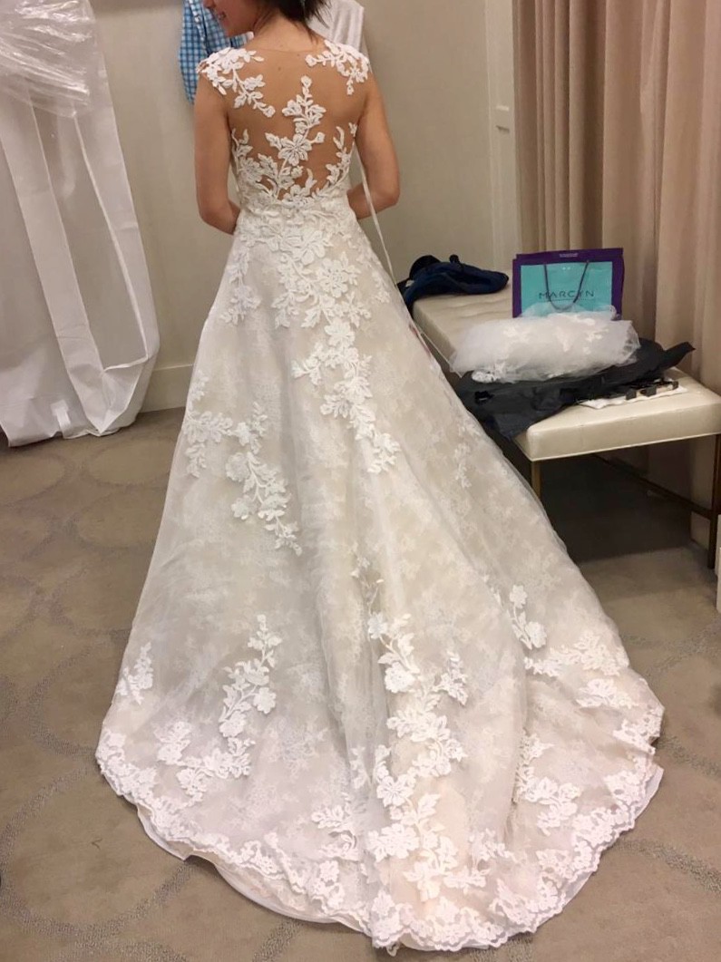 Pronovias Dracme Illusion Bodice Lace A-Line New Wedding Dress Save 15% ...