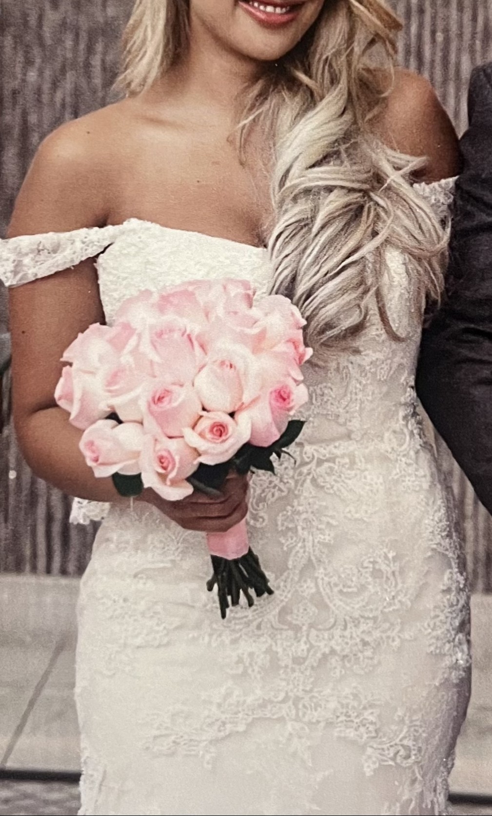 Pronovias, Offwhite & blush, lace embroidered, beaded gown Wedding Dress  Save 31%