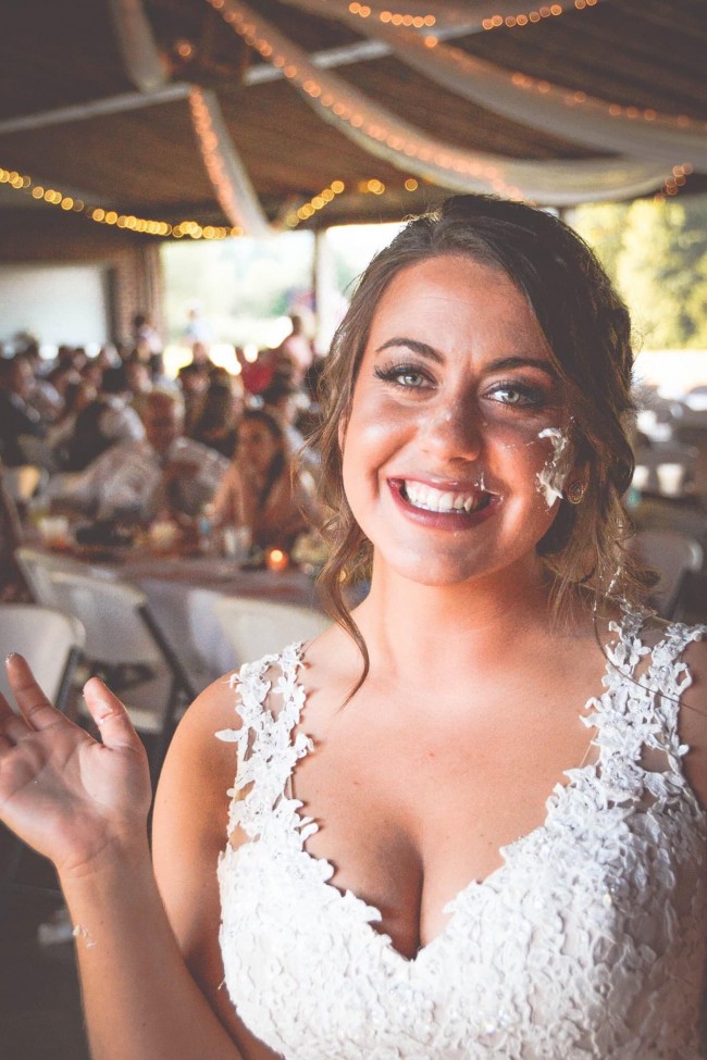 Galina Signature Beaded Venice Lace Trumpet Wedding SWG723 Used Wedding