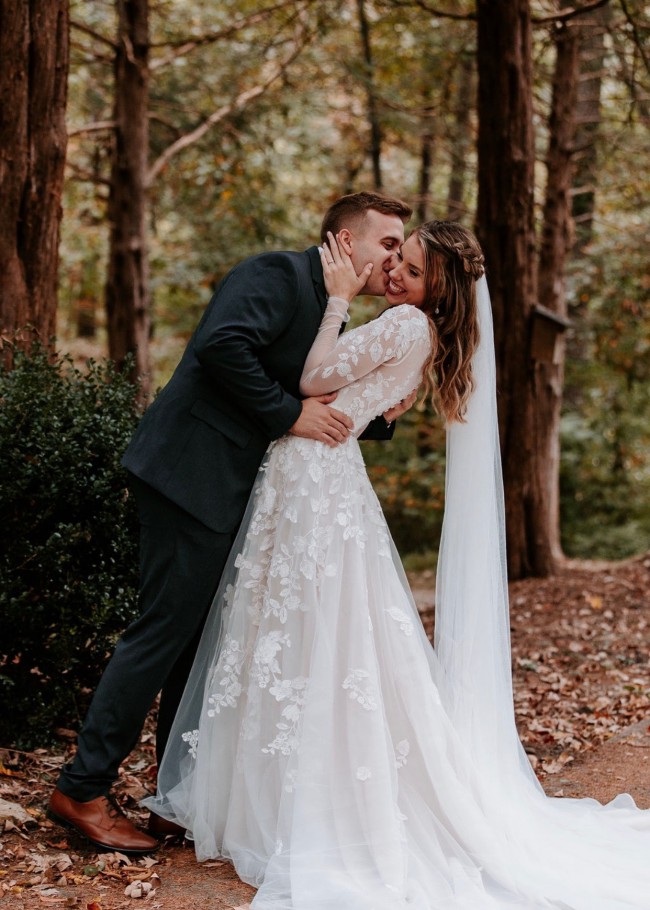 illusion sleeve plunging ball gown wedding dress galina signature
