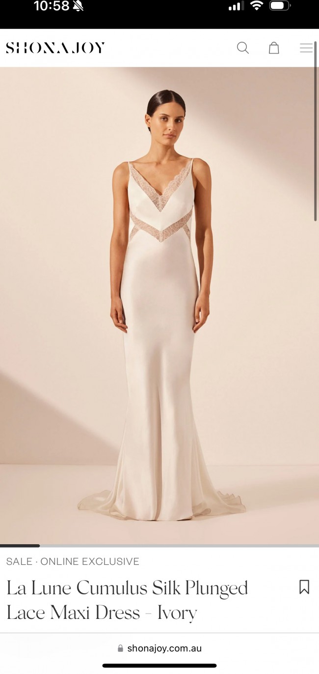 Shona Joy, La Lune Cumulus Silk Plunged Lace Maxi Dress Wedding Dress Save  42% - Stillwhite