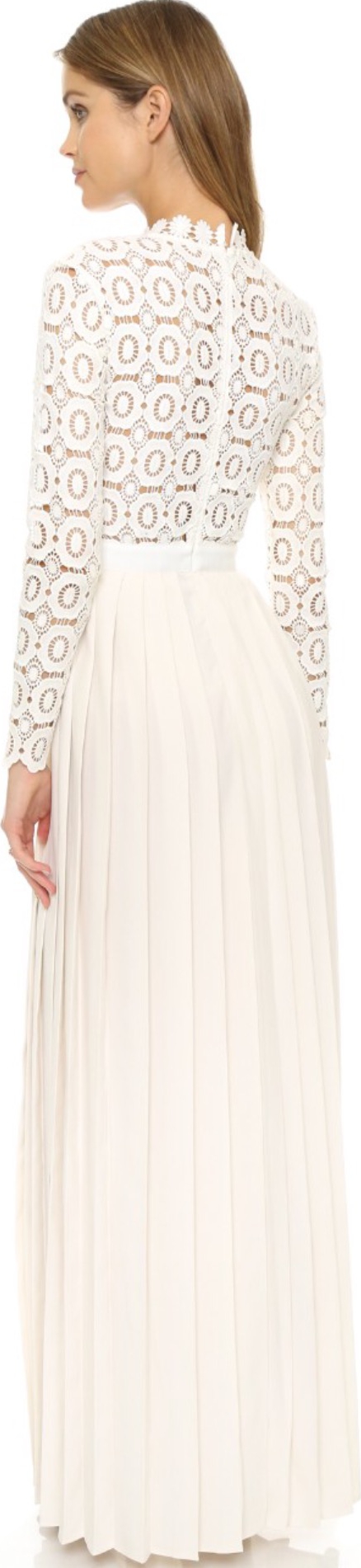 strapless open back dress Pleated Crochet Floral Maxi Dress – self-portrait-EU main image 0