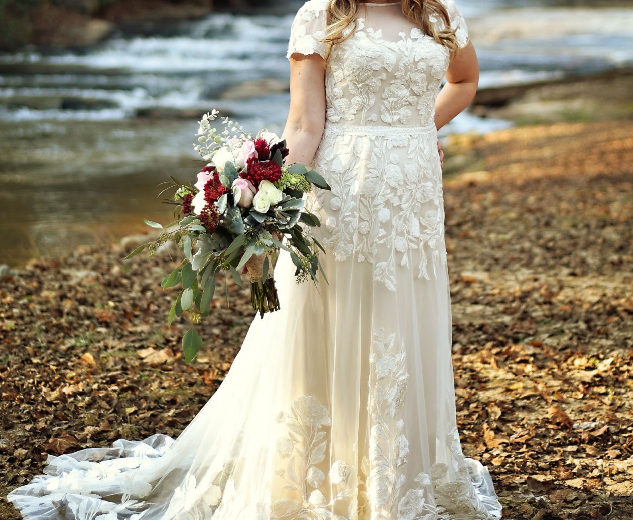Melissa Sweet Embroidered Illusion Cap Sleeve Wedding Dress ...