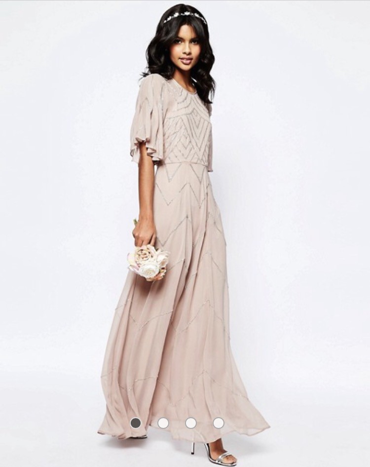  ASOS  Bridal  Embellished Flutter Sleeve Dress  New Wedding  