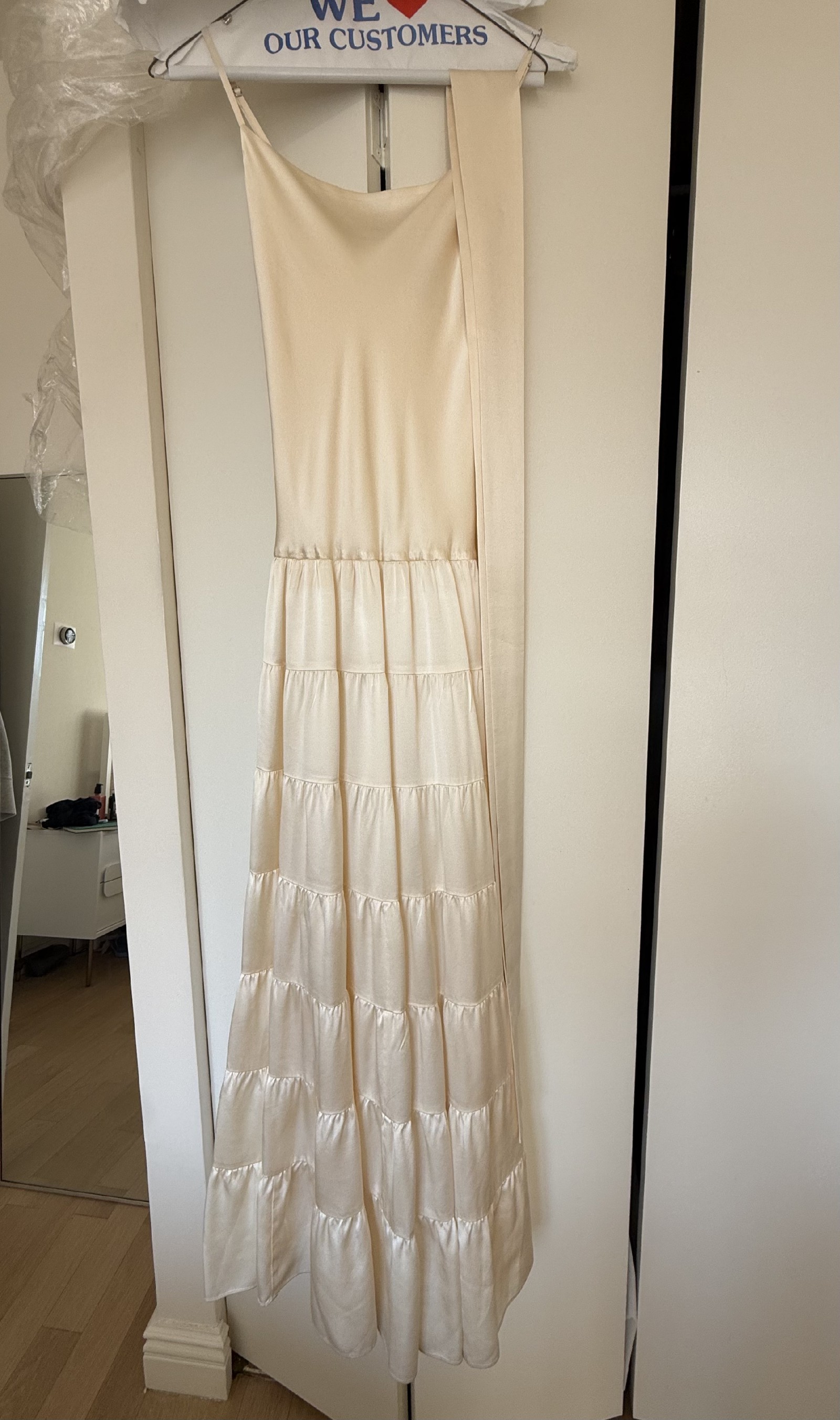 reformation flowy dress Reformation Ronda Praline Silk Charmeuse Maxi Dress – The Closet New York main image 1