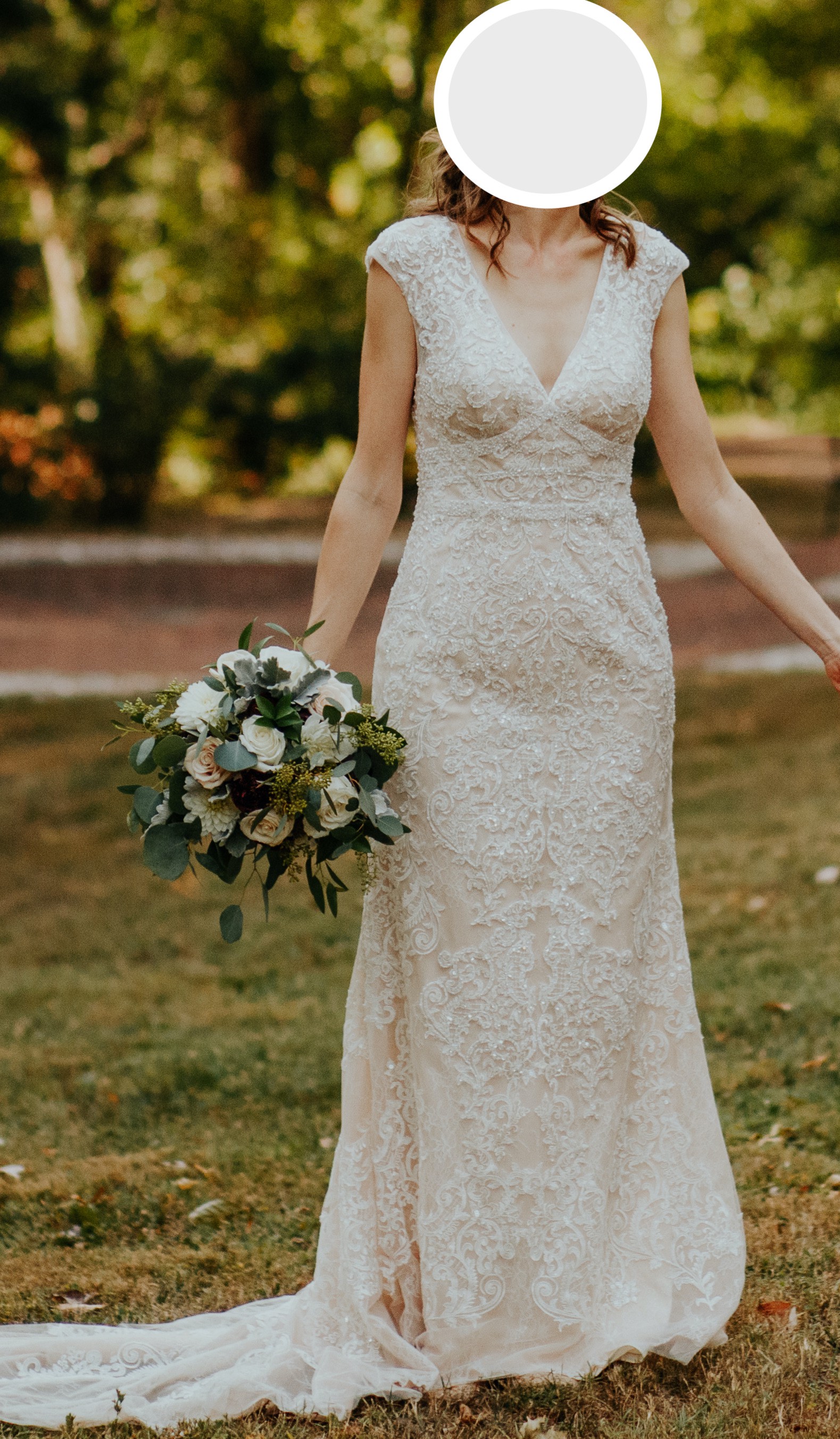 oleg cassini cap sleeve wedding dress