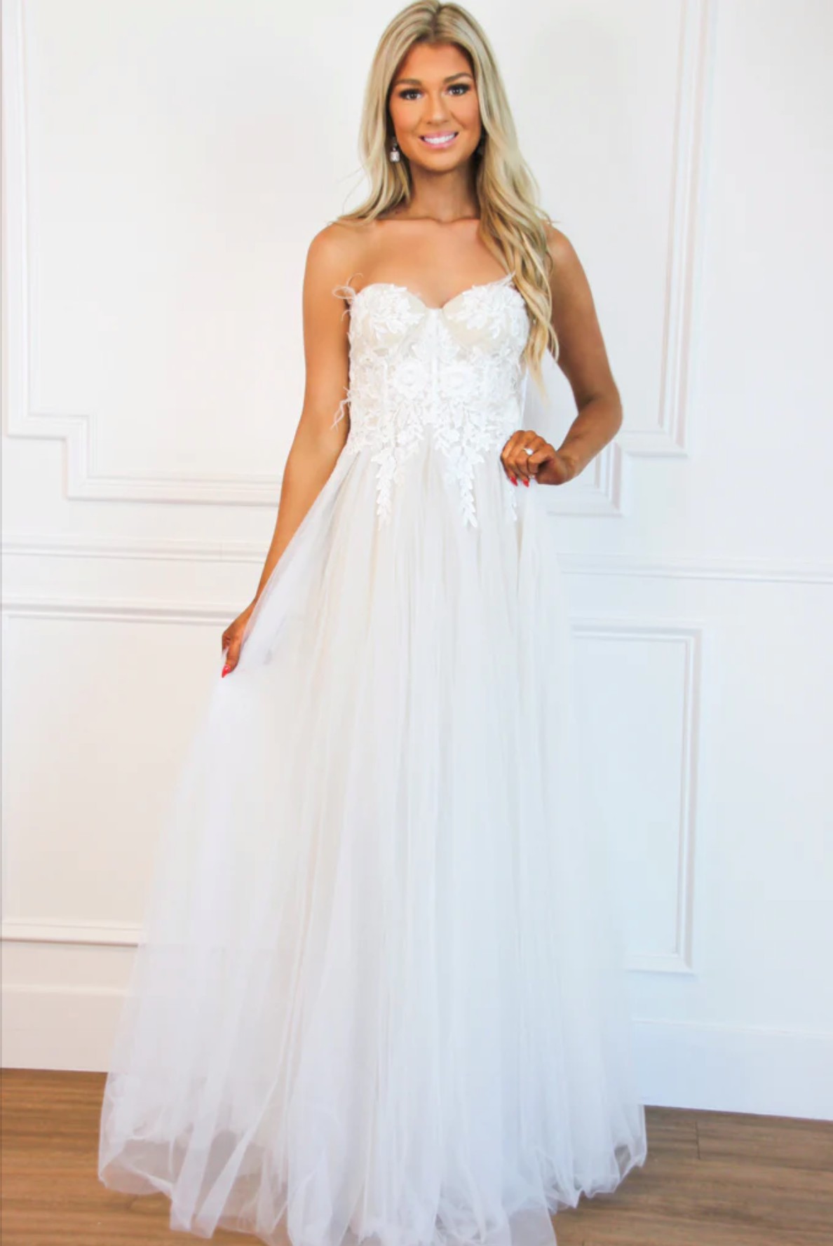 A-Line Lovestruck Feather Bustier Maxi Dress New Wedding Dress Save 30% ...