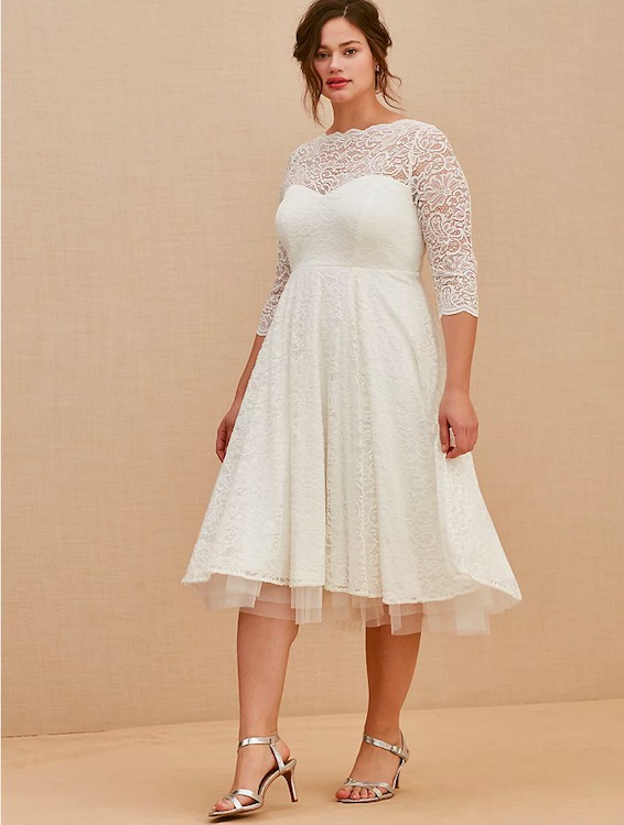 white puff sleeve lace dress Abby Lace Puff Sleeve Tie-Up Back Dress White main image 0