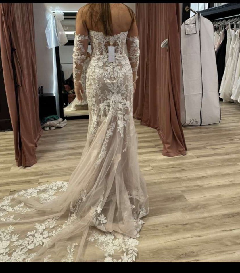 Allure Bridals, A1212 (with matching sleeve) Nude/Champagne/Ivory New Wedding  Dress Save 60%