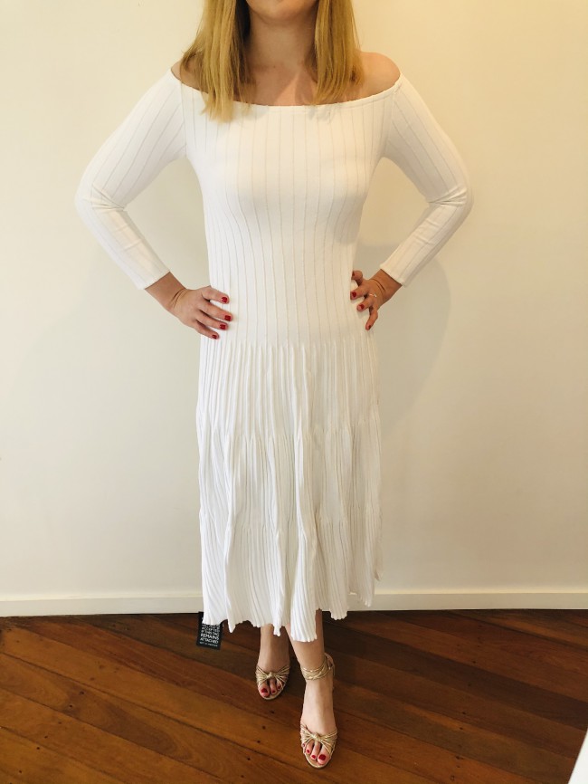 Casasola Ribbed-Knit Midi Dress White