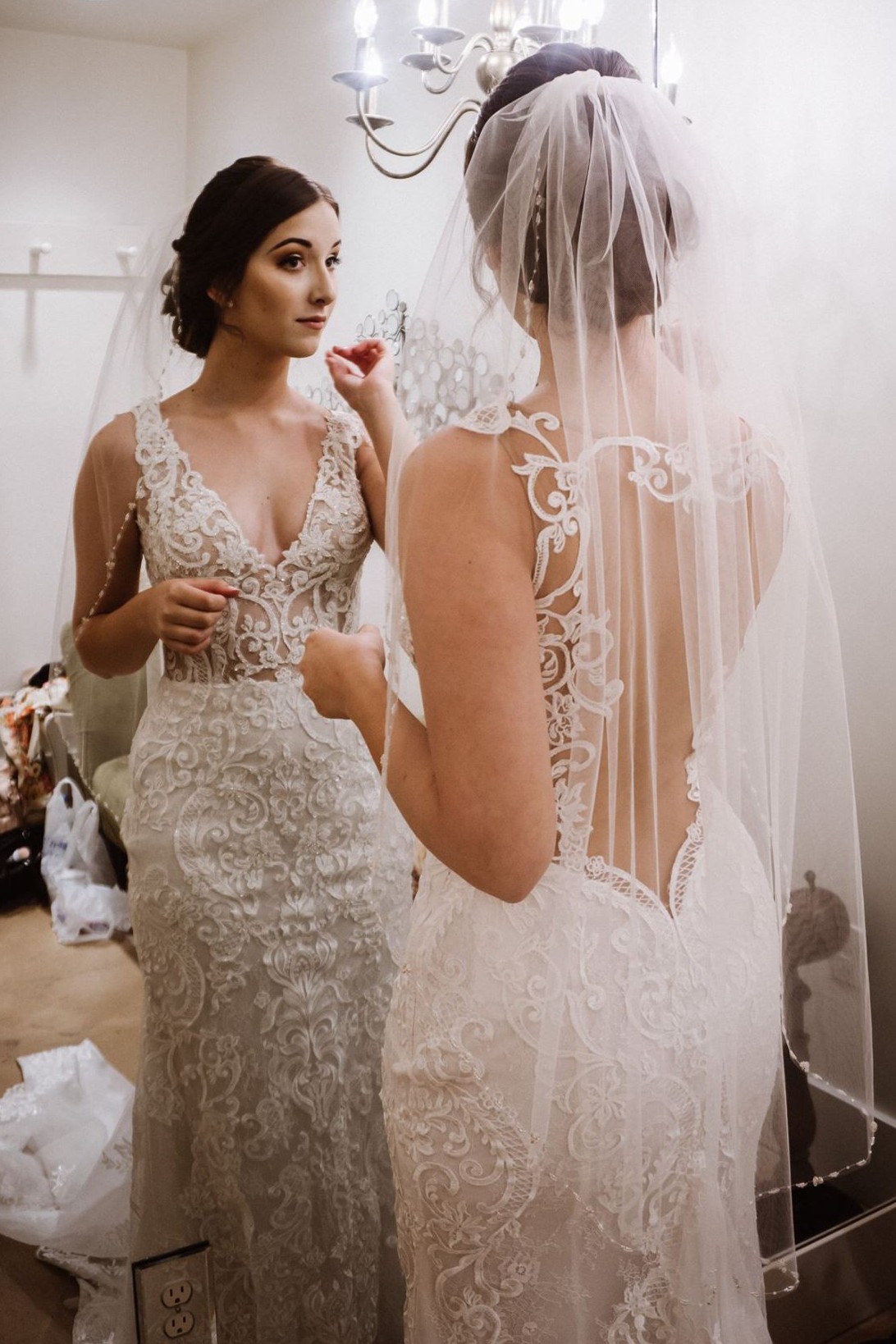 See through corset bridal wedding dress.