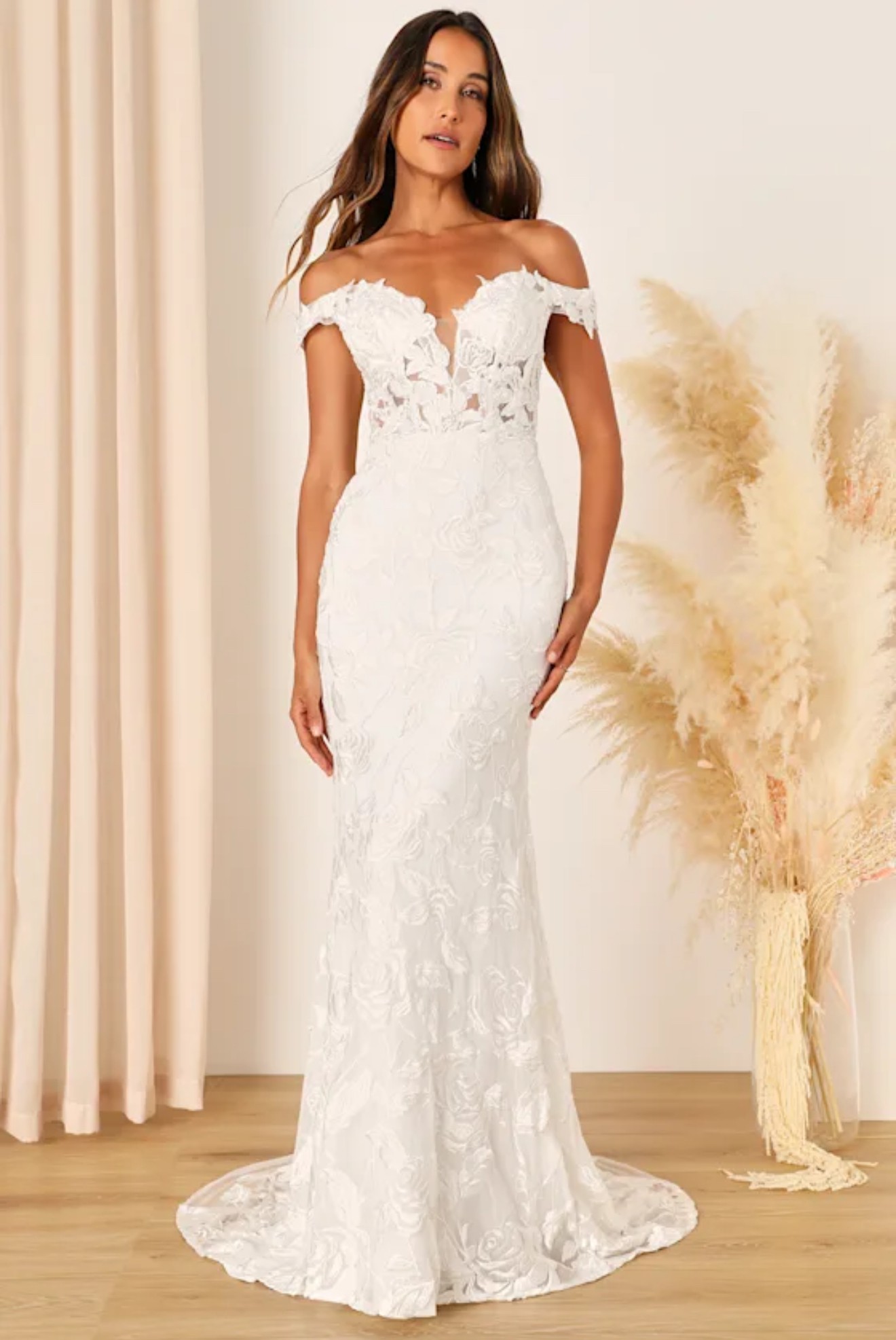 Lulus, Precious Romance Embroidered Wedding Mermaid Maxi Sample Wedding  Dress Save 60%