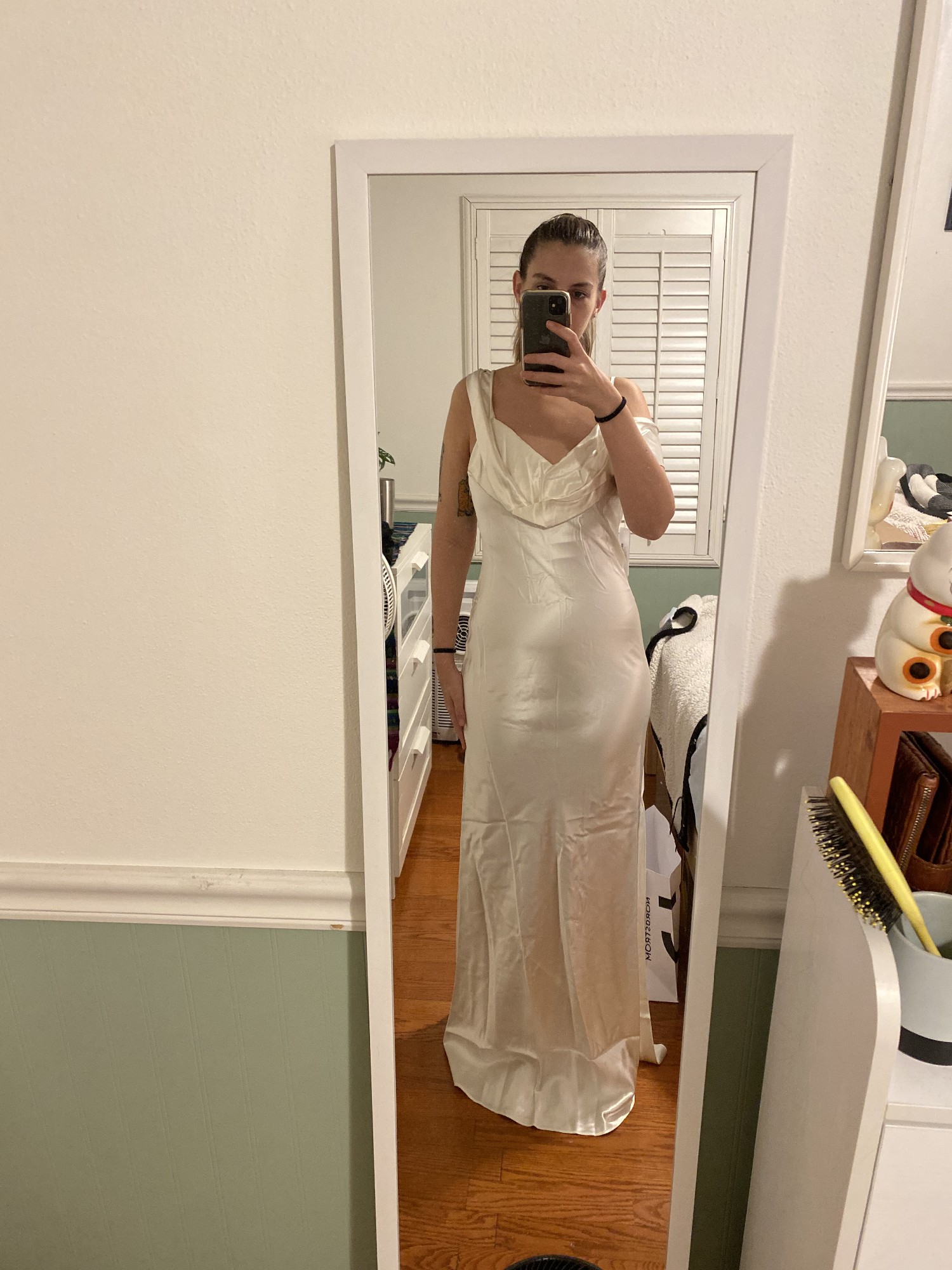 silver grey dress Vintage Silver Wedding Dress Off The Shoulder Wedding Dress – TANYA BRIDAL