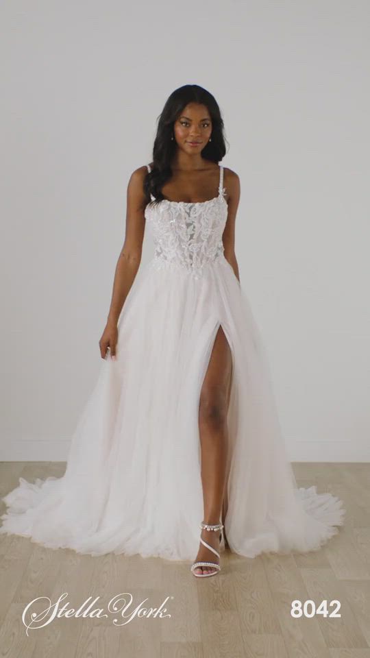Stella York, 8042 Unlined/Glitter Tulle A-line