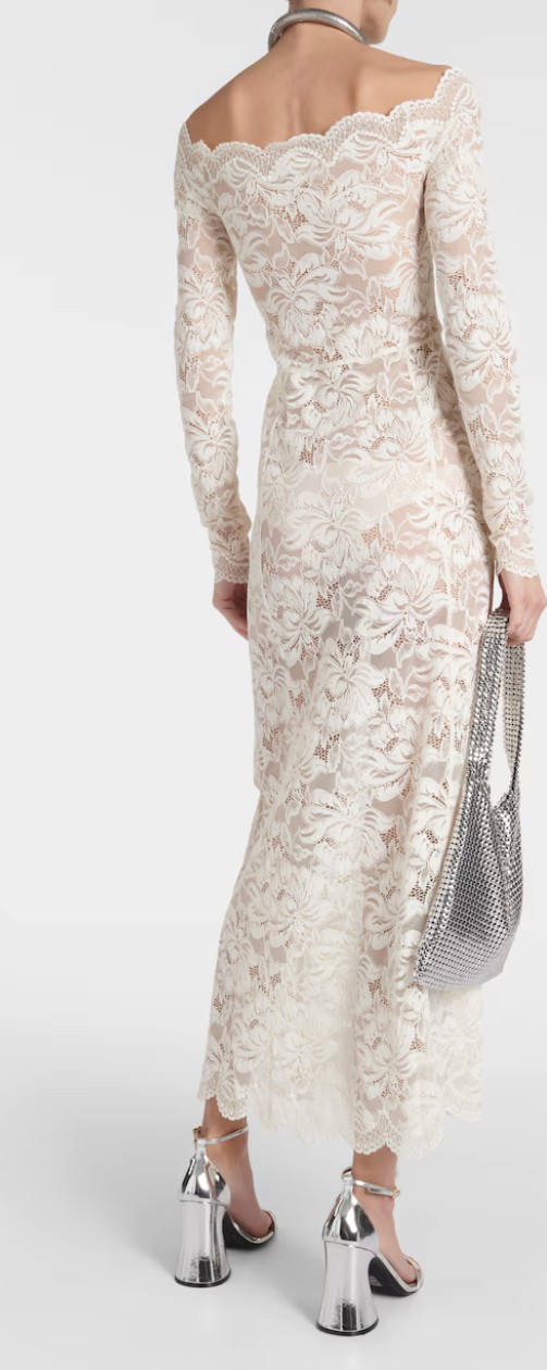Rabanne, Off-shoulder lace maxi dress Wedding Dress Save 58% - Stillwhite