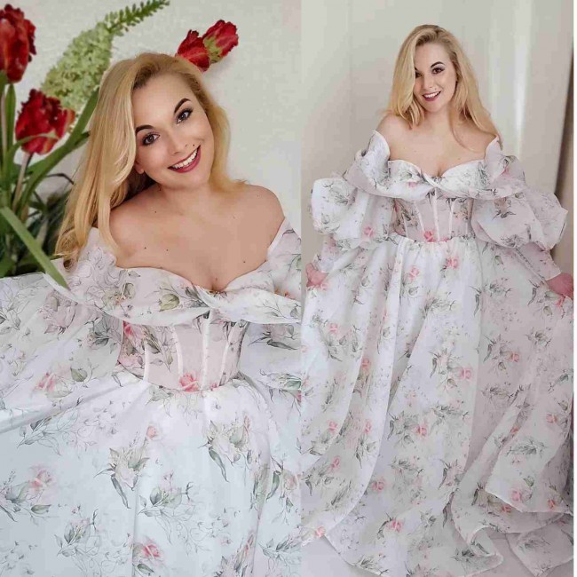 Yaroslavska Dresses Print Color wedding dress, floral bridal gown