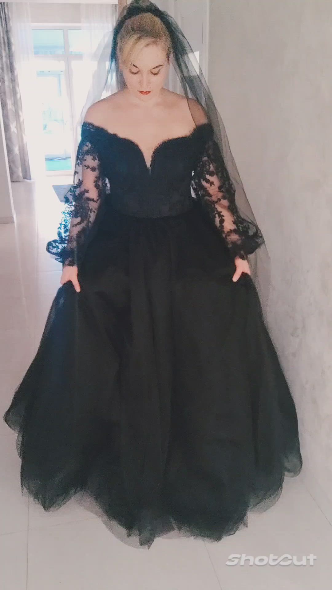 Yaroslavska Dresses, Gothic black floral lace wedding dress