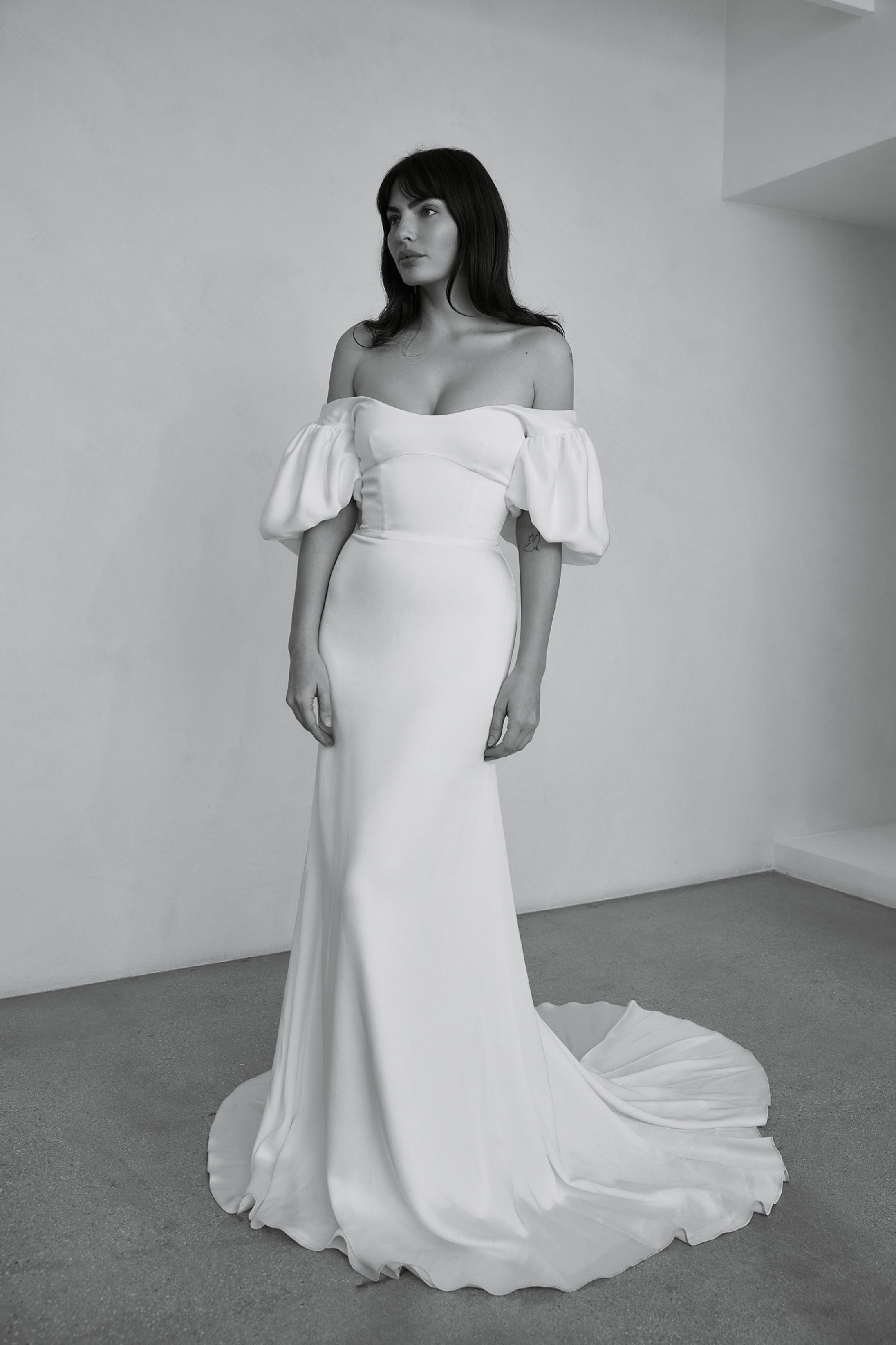 toteme off the shoulder dress curved off shoulder dress