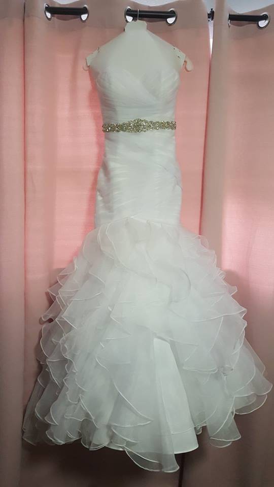 organza mermaid wedding dress with ruffled skirt