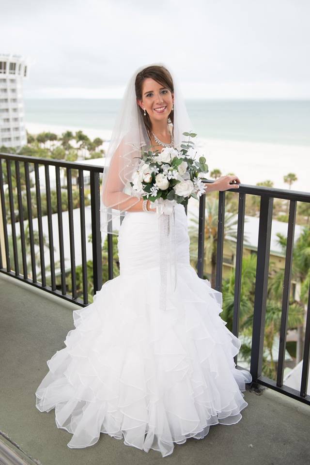 ruffled organza mermaid wedding dress