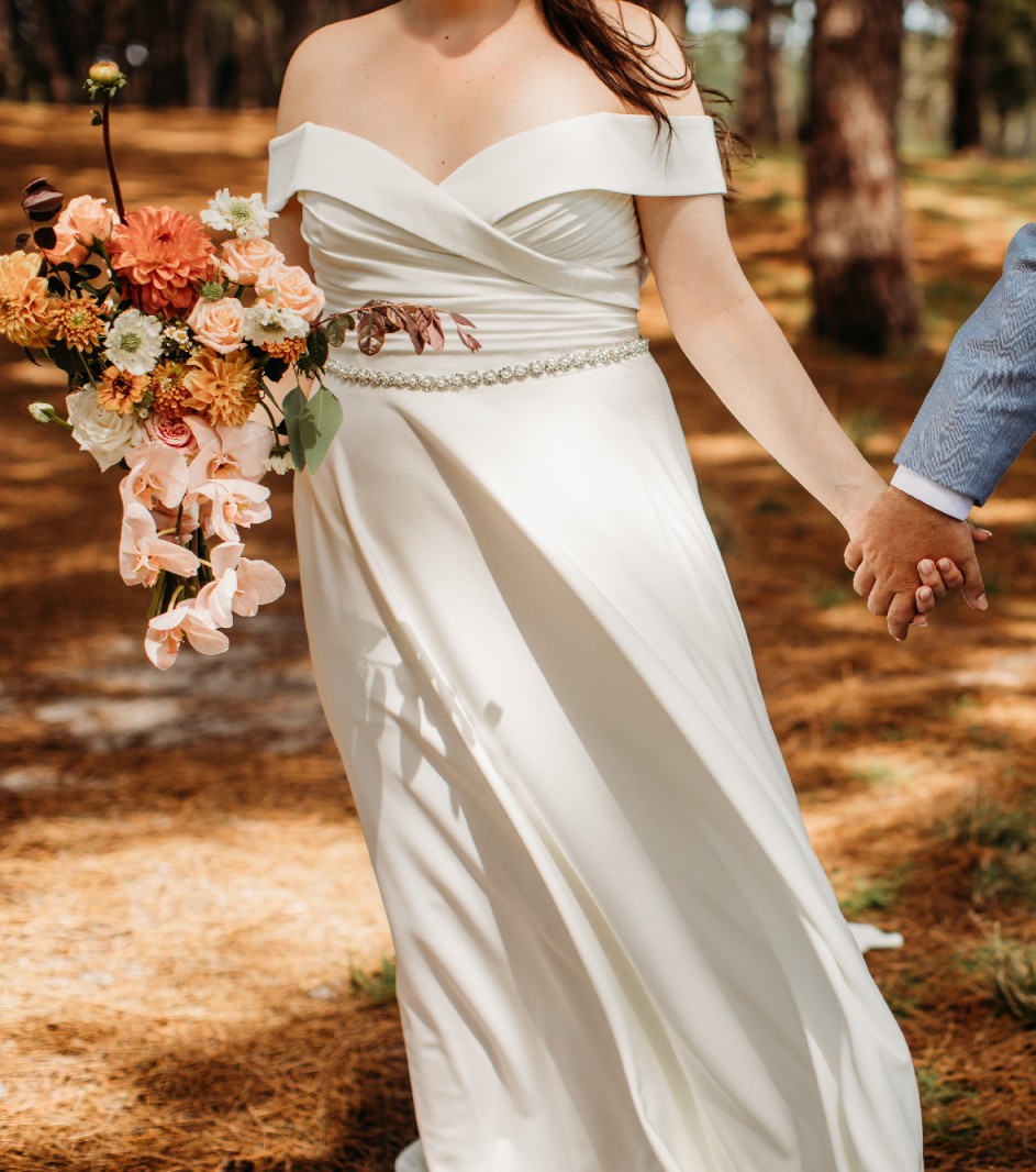 fitted lace wedding dress Royal A Line Off The Shoulder Chiffon Stunning Wedding Dress 38 main image 0