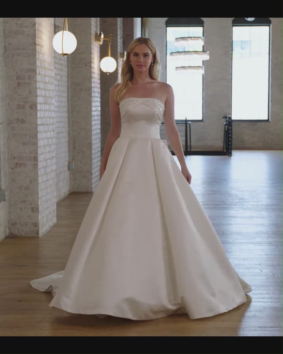 Stella York, Modern Strapless Princess w/ Pearl Detail and Bow