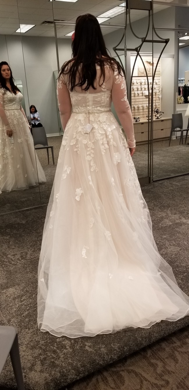 illusion sleeve plunging ball gown wedding dress galina signature
