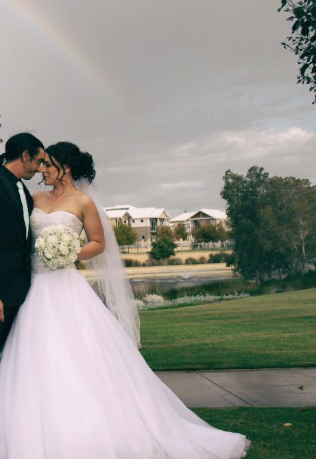 open lace back dress Off Shoulder Wedding Dress with Princess Tulle Skirt, Illusion Neck