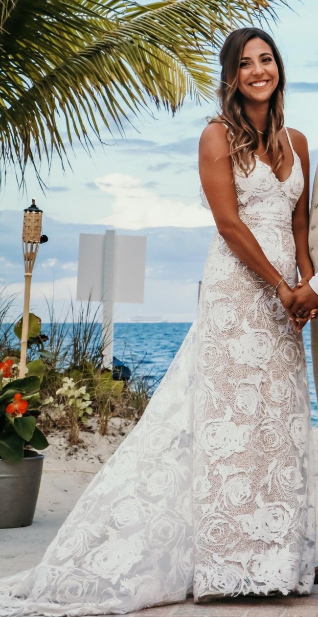 wedding dresses with lace sleeves and back Open back long sleeve a-line wedding dress 12 US / Ivory main image 1