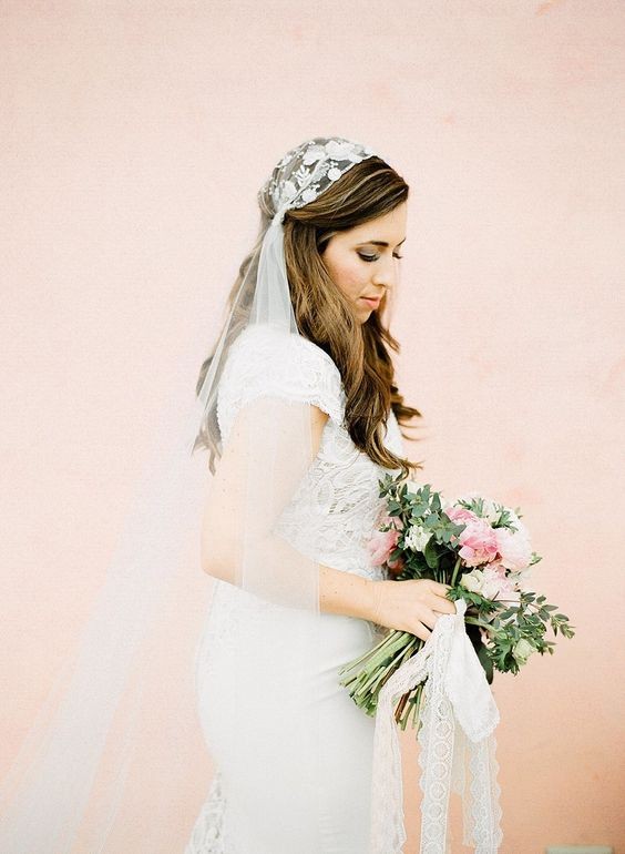 Beaded cap veil Beaded cap veil