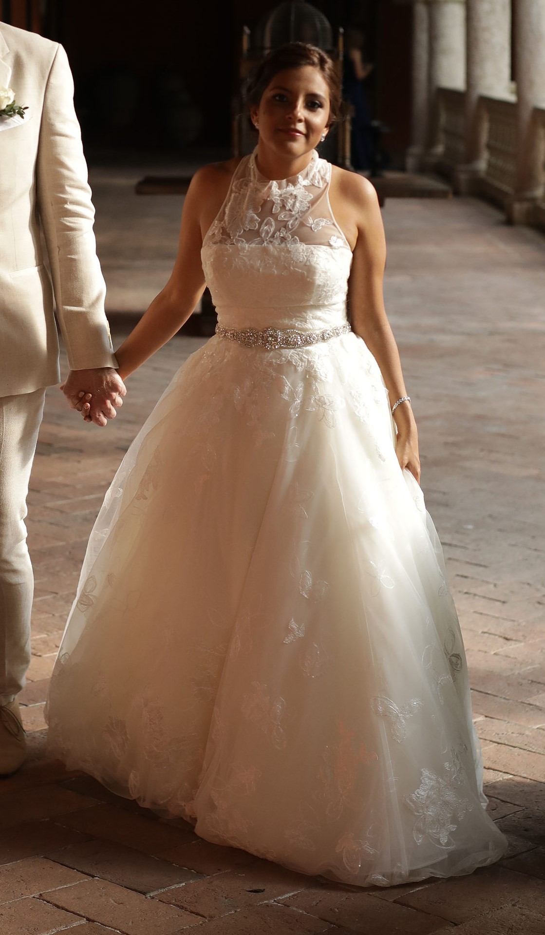 white by vera wang illusion floral wedding dress