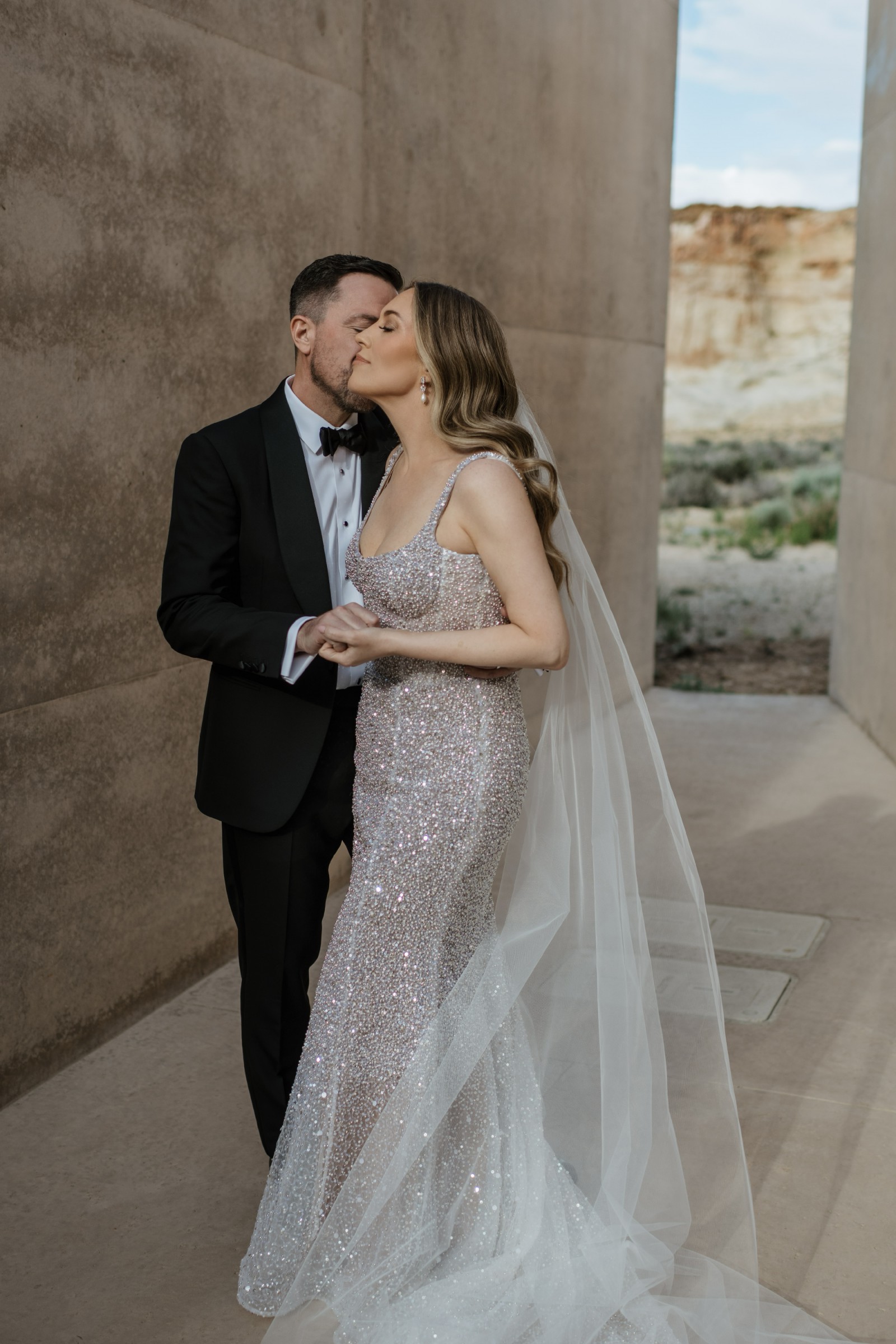 KYHA, Muse gown, tear drop veil, pearl bracelet + more 