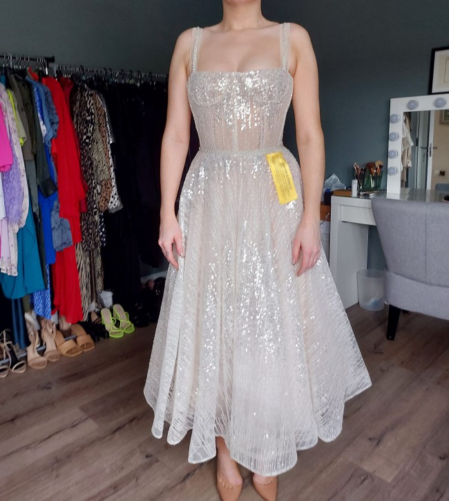 bronx and banco mademoiselle bridal midi dress