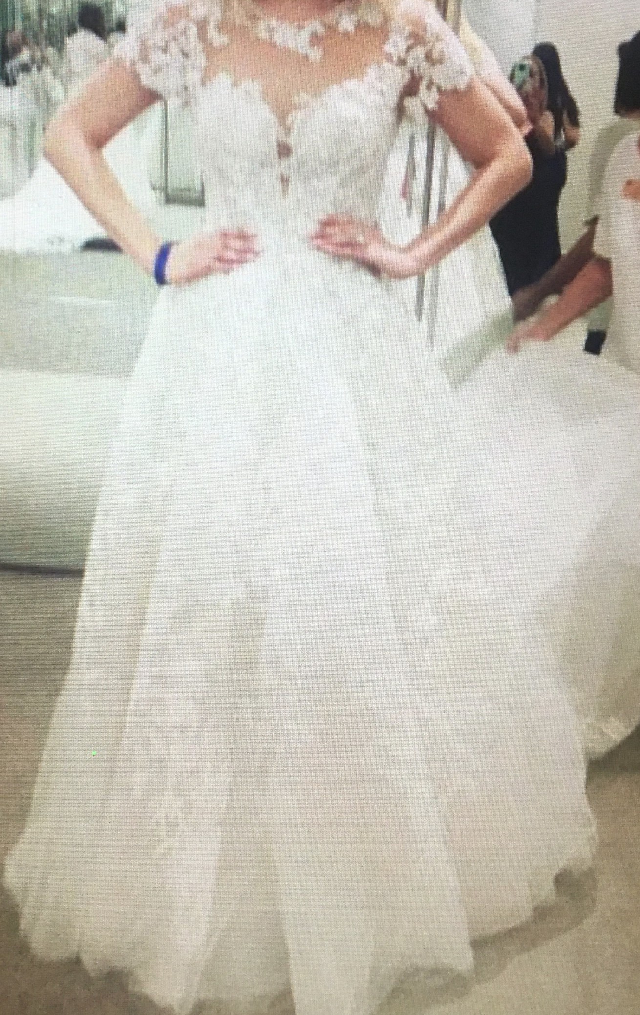 oleg cassini illusion long sleeve wedding dress