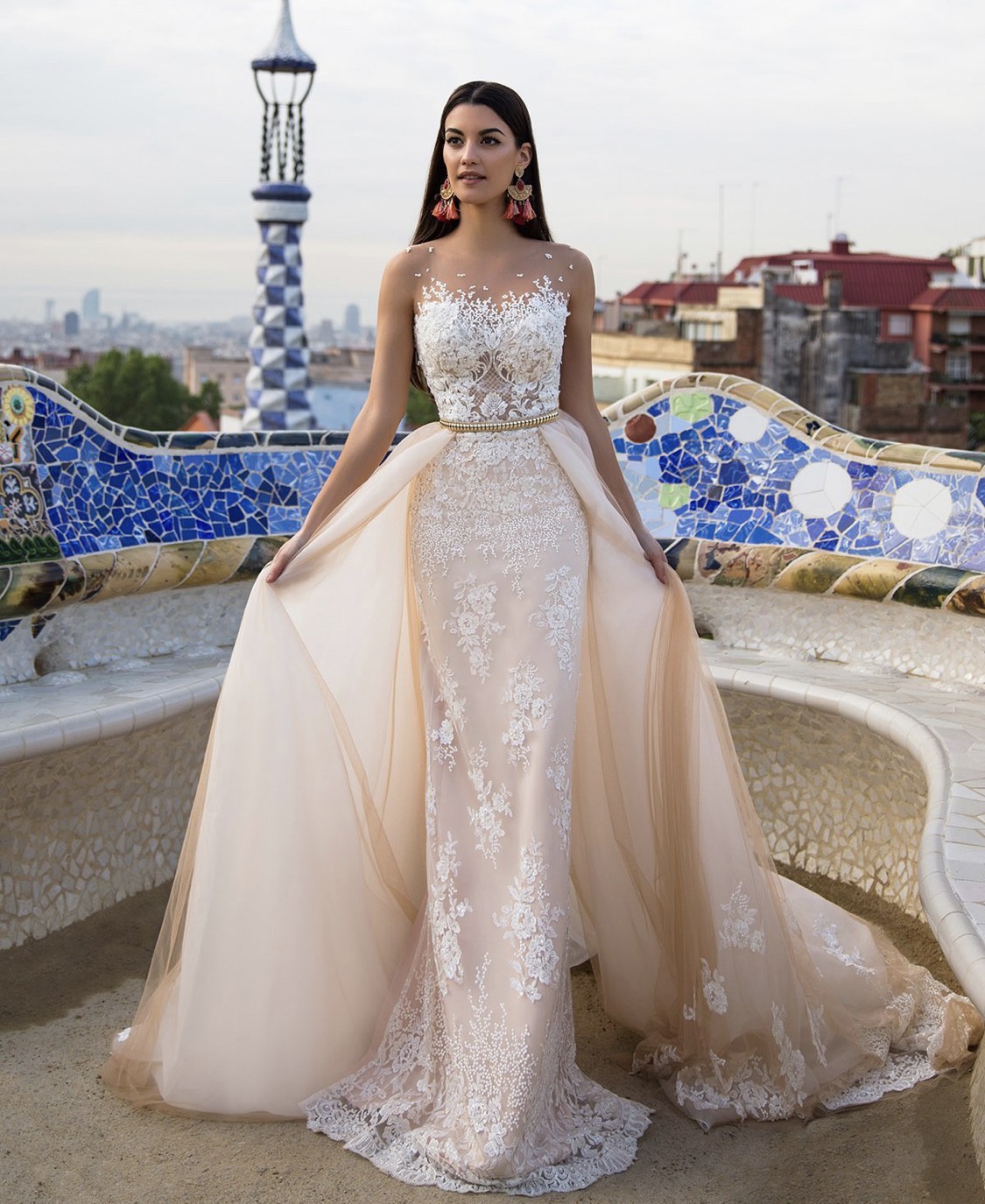 Wedding dress best sale with two skirts