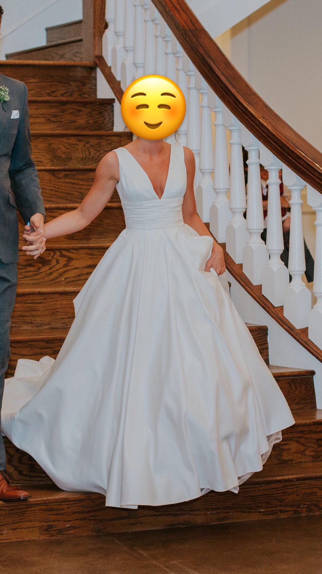 David's Bridal Collection Satin Cummerbund Ball Gown Wedding Dress Save