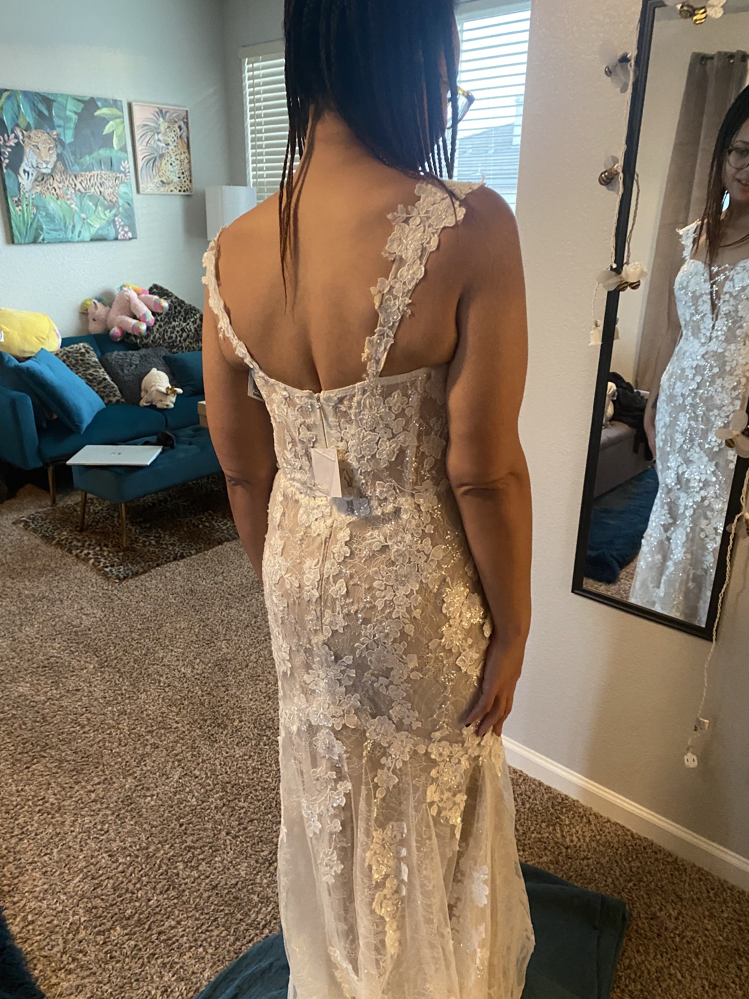 Embellished Illusion Lace Bodysuit Wedding Dress