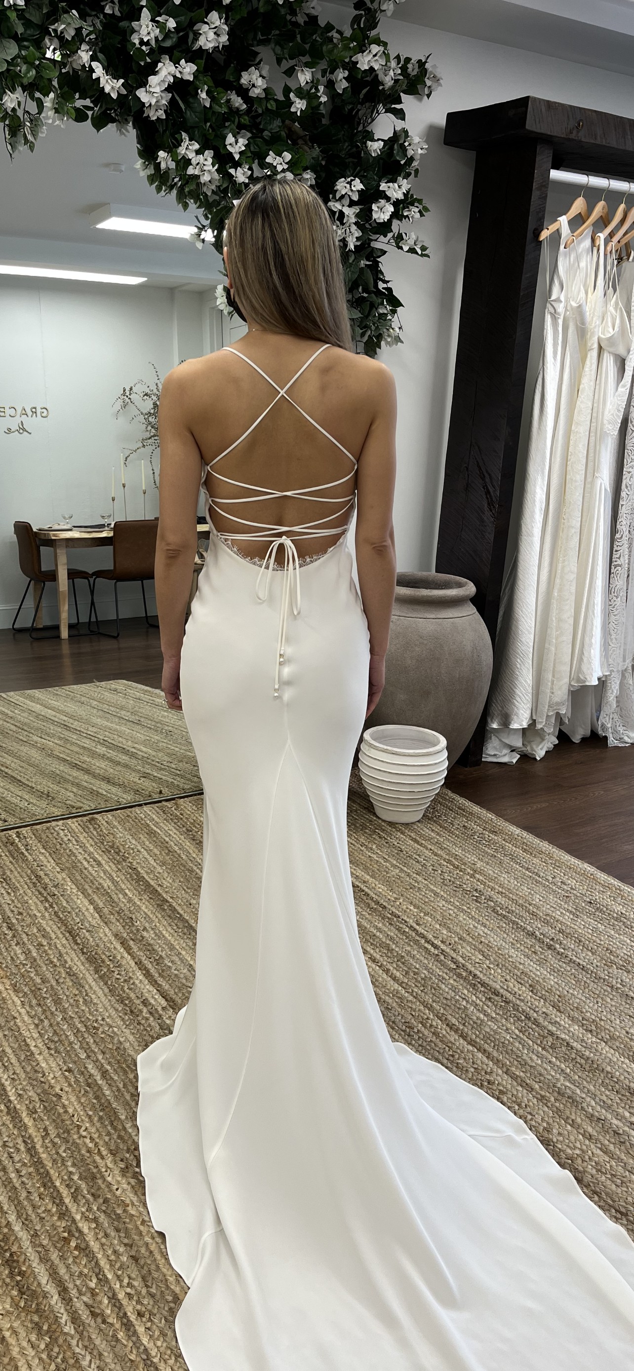 slim fit dress slacks Backless dress for wedding main image 0