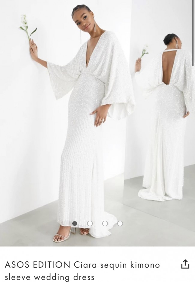asos edition curve sequin kimono sleeve wedding dress ASOS Bridal, Ciara sequin kimono sleeve wedding Dress New Wedding Dress  Save 11%