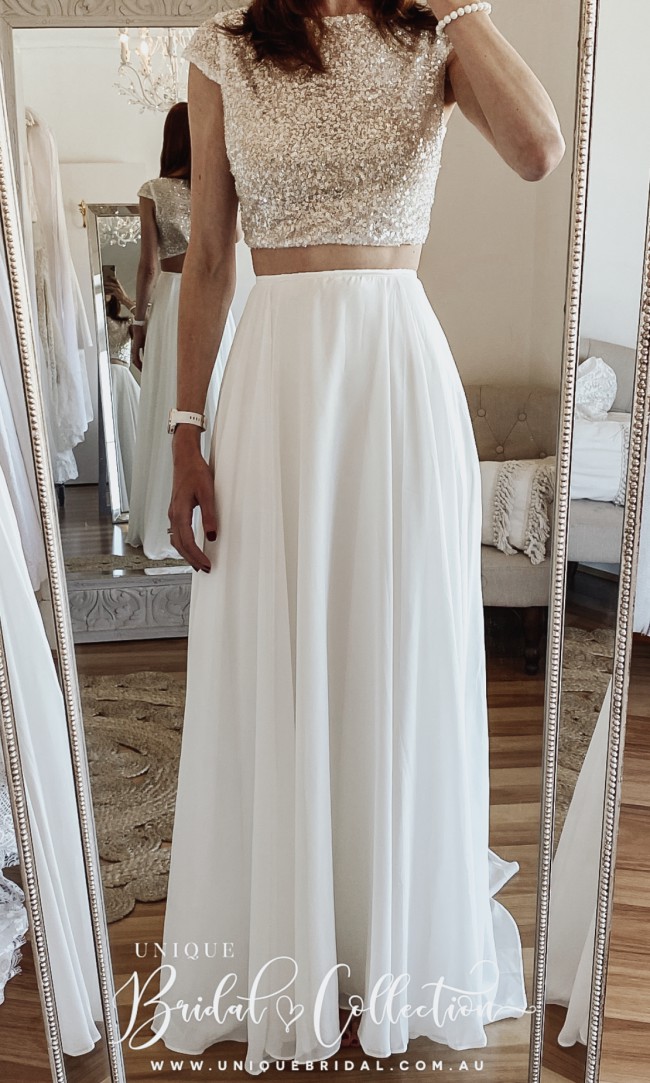 Unique Bridal Collection Bailey with sparkle top and chiffon skirt