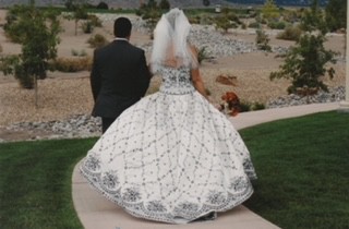 Demetrios Black and Ivory Embroidered DC 1291