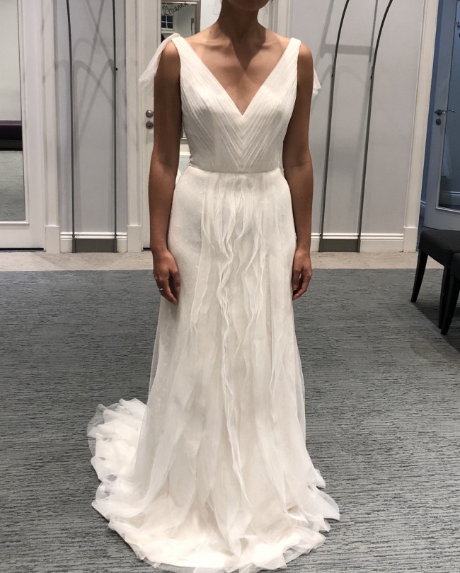 white by vera wang two piece pleated wedding set