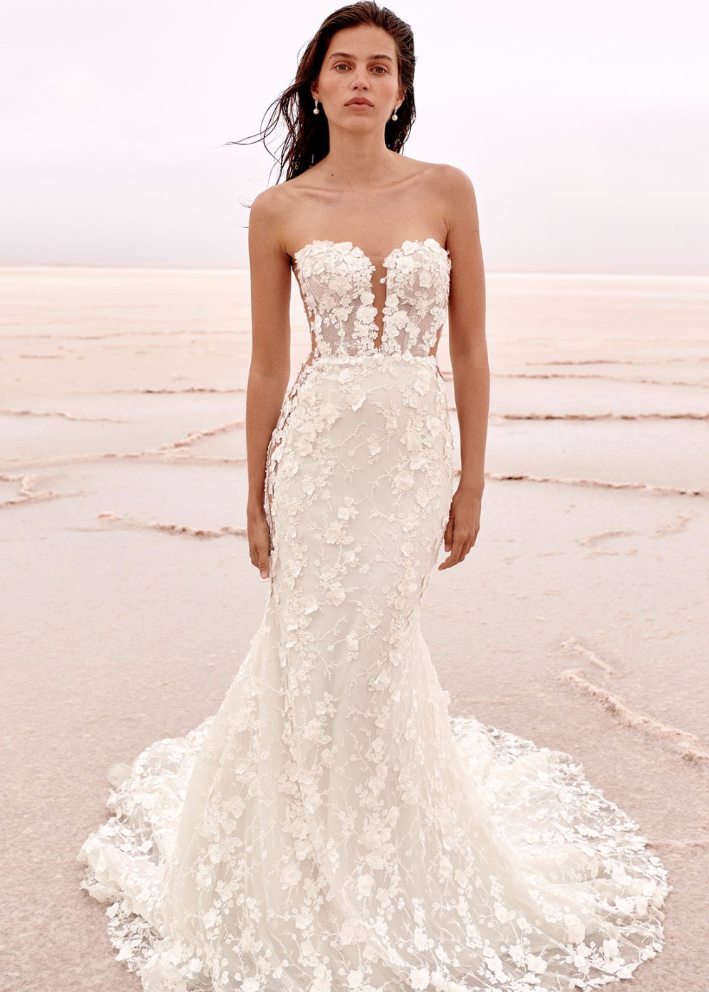 dress with lace details LACE MOCKNECK DRESS IN Black Large main image 0