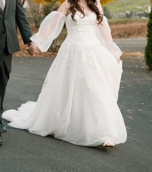 embroidered white wedding dress Kate Gown – Floral Embroidered Wedding Dresses with Pockets & Lace‑Up –  Fleur&Grace Designs main image 1