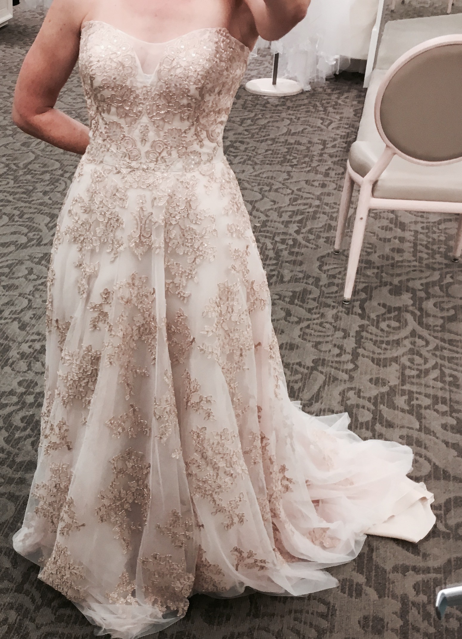 oleg cassini rose gold wedding dress